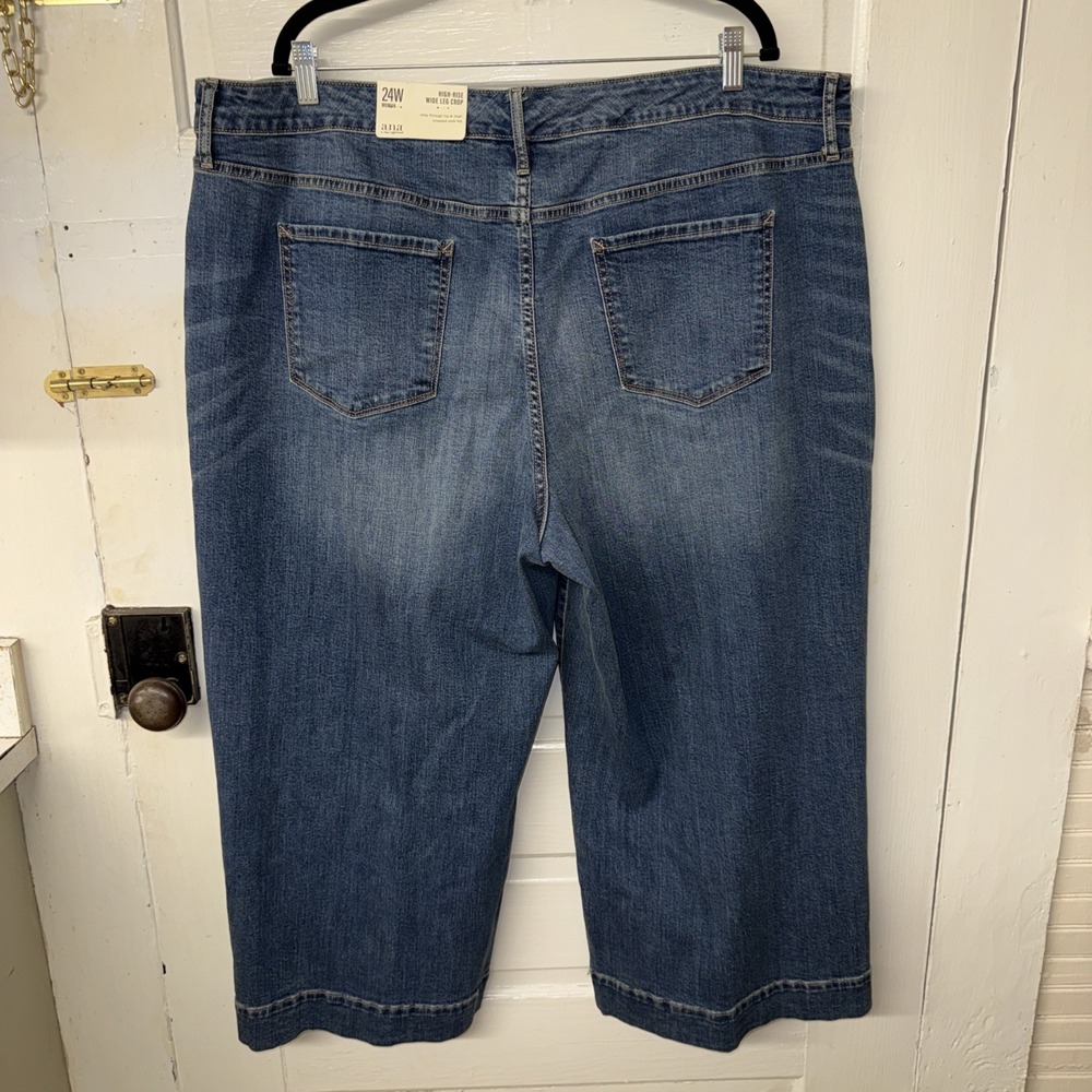 High Rise Jeans Wide Leg Crop Womens 24W Button Fly a.n.a Brand - Picture 4 of 12